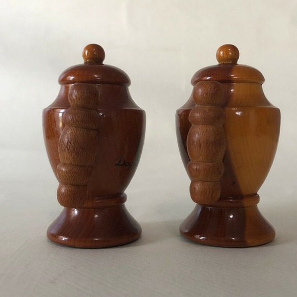 Vintage Dogpatch KY Teapot SALT & PEPPER Shaker SET Two Tone Wood Souvenir - Picture 8 of 9